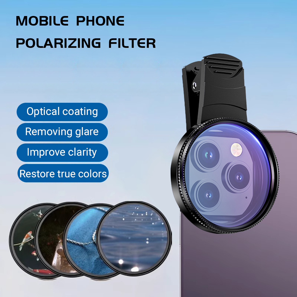 Lens Camera Clip - 52 ミリメートル携帯電話レンズユニバーサル偏光カメラクリップカメラアクセサリー付き円形 iPhone サムスン Xiaomi すべてのスマートフォン用