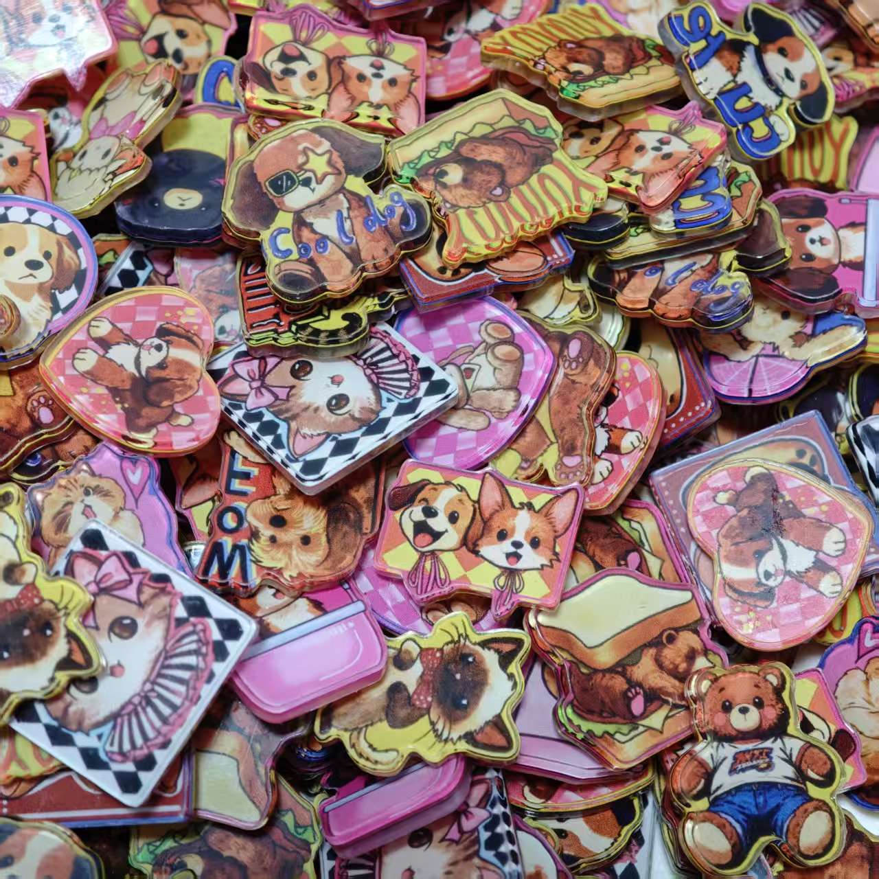 Phone Accessories Images - 50個/セット 動物アクセサリー ランダムな猫犬画像 繰り返し使えるラミネート加工 ウサギ クマ