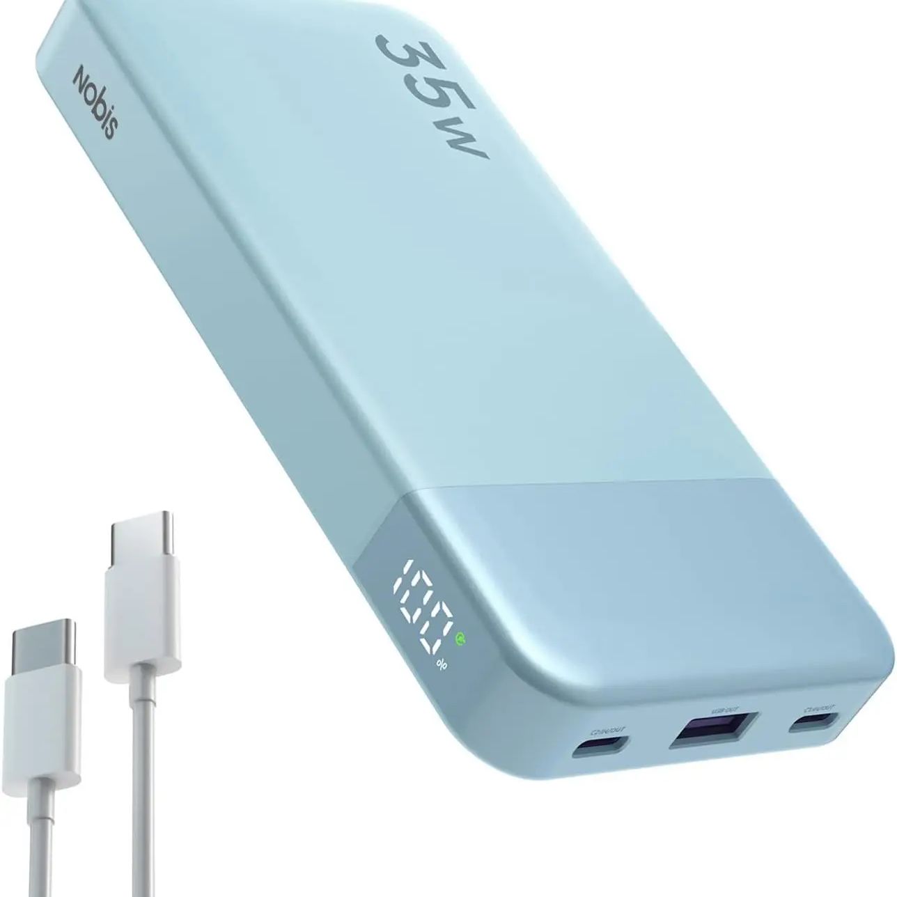 Power Bank Slim - NOBIS N3510 スリムパワーバンク 10000mAh ミニポケットサイズ小型ポータブル充電器外部バッテリー 35W
