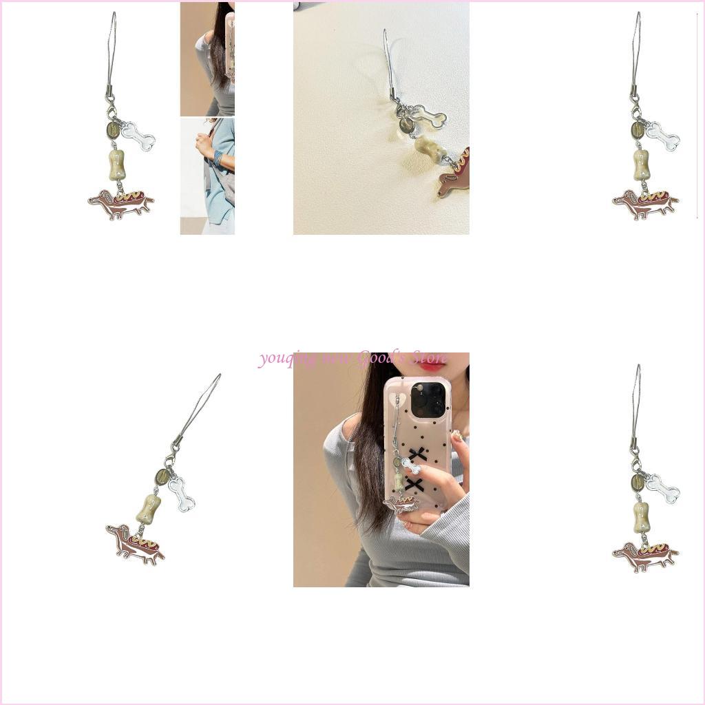 Phone Accessories For Teens - 57QA ダックスフント子犬キーホルダー電話用若々しいトレンディな電話ストラップアクセサリー