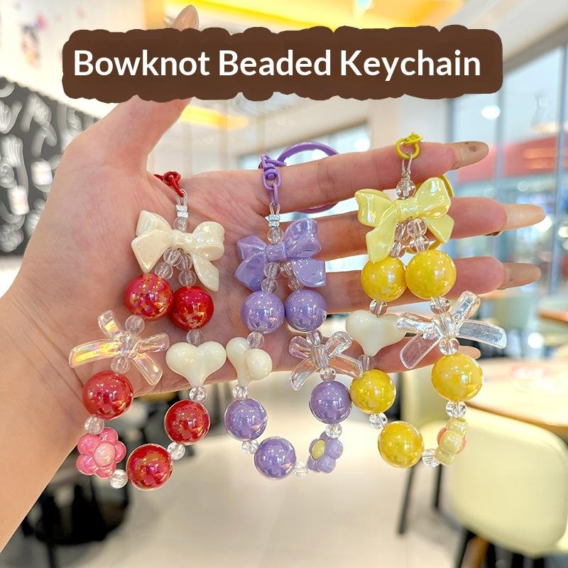 新作キャンディカラー ハートボウ ビーズ付き携帯電話チェーン - Phone Accessories For Teens のレビューと価格