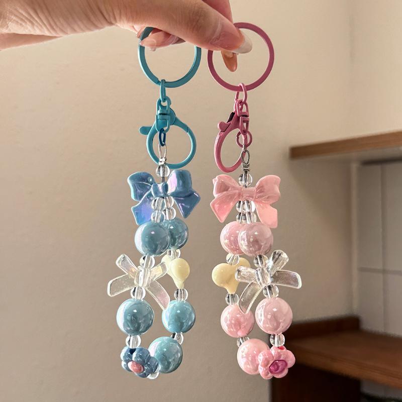 新作キャンディカラー ハートボウ ビーズ付き携帯電話チェーン - Phone Accessories For Teens のレビューと価格