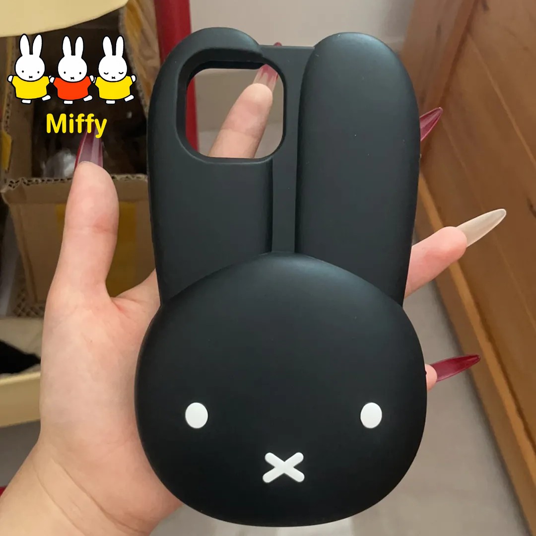 ミッフィーウサギ黒シリコン電話ケース漫画大きな耳ミッフィーア - Phone Accessories Images のレビューと価格