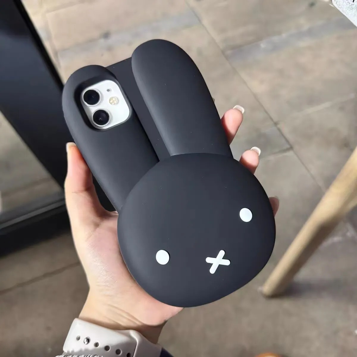 ミッフィーウサギ黒シリコン電話ケース漫画大きな耳ミッフィーア - Phone Accessories Images のレビューと価格