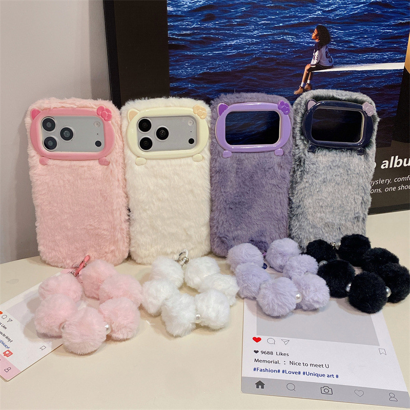 高級感のある無地のファー素材のプラッシュフォンケース iPh - Phone Accessories Iphone のレビューと価格
