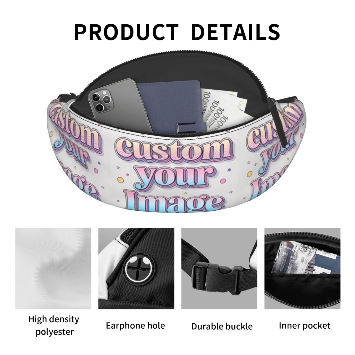 カスタム写真ロゴテキストファニーバッグパーソナライズされた画 - Phone Accessories Images のレビューと価格