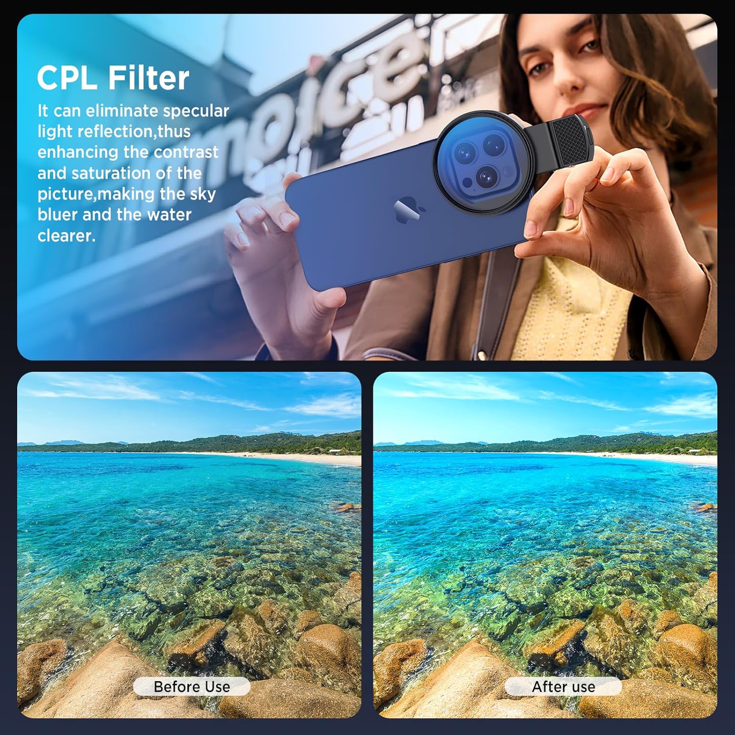 52MM円形ユニバーサルポータブル偏光カメラレンズクリップC - Lens Camera Clip のレビューと価格