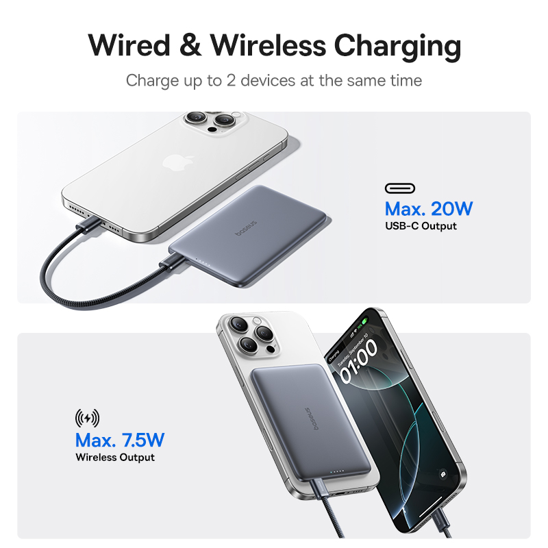 Baseus 5000mAh マグネット式モバイルバッテリー - Power Bank Slim のレビューと価格