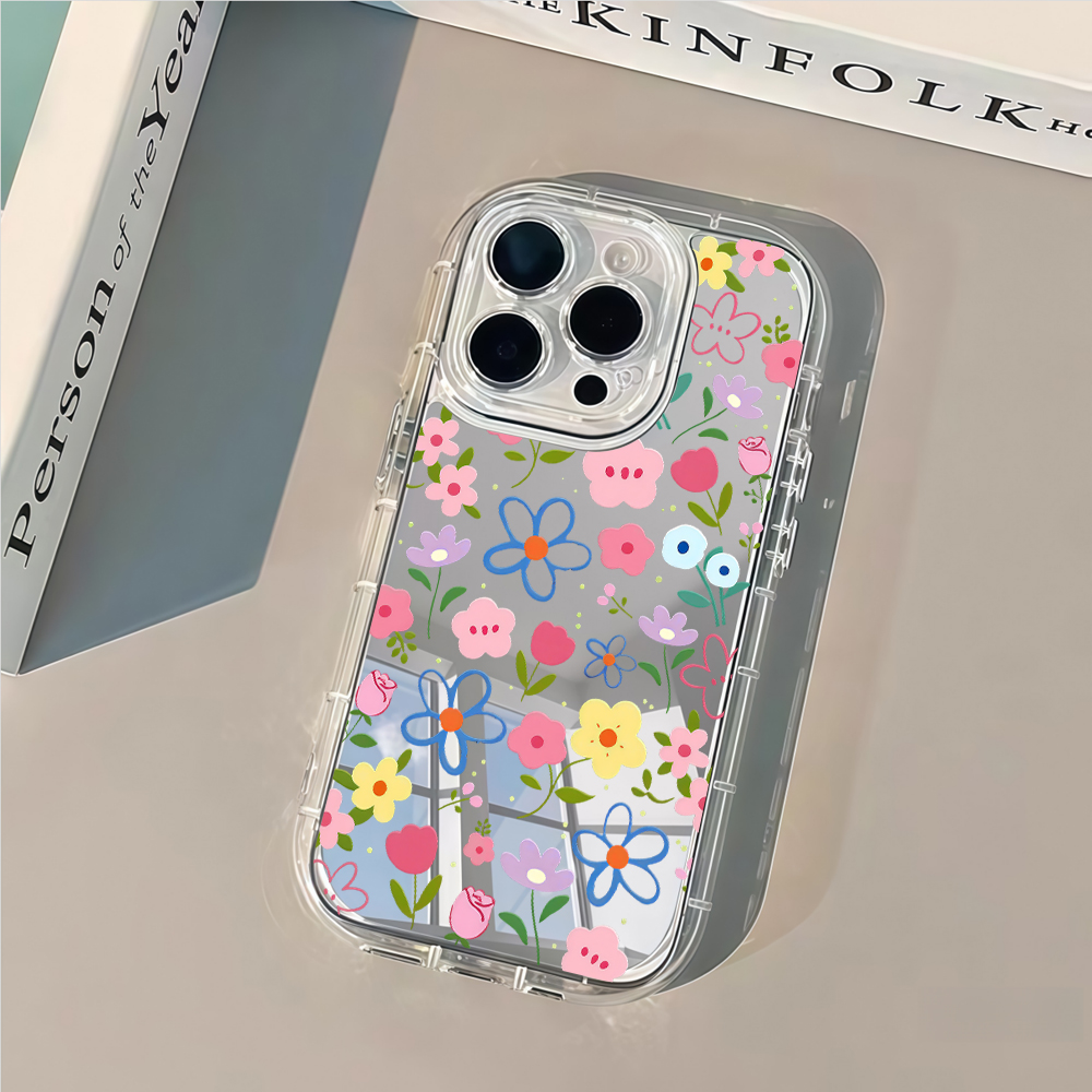 韓国風花柄シルバーミラー付きスマホケース iPhone 17 - Phone Accessories Iphone のレビューと価格