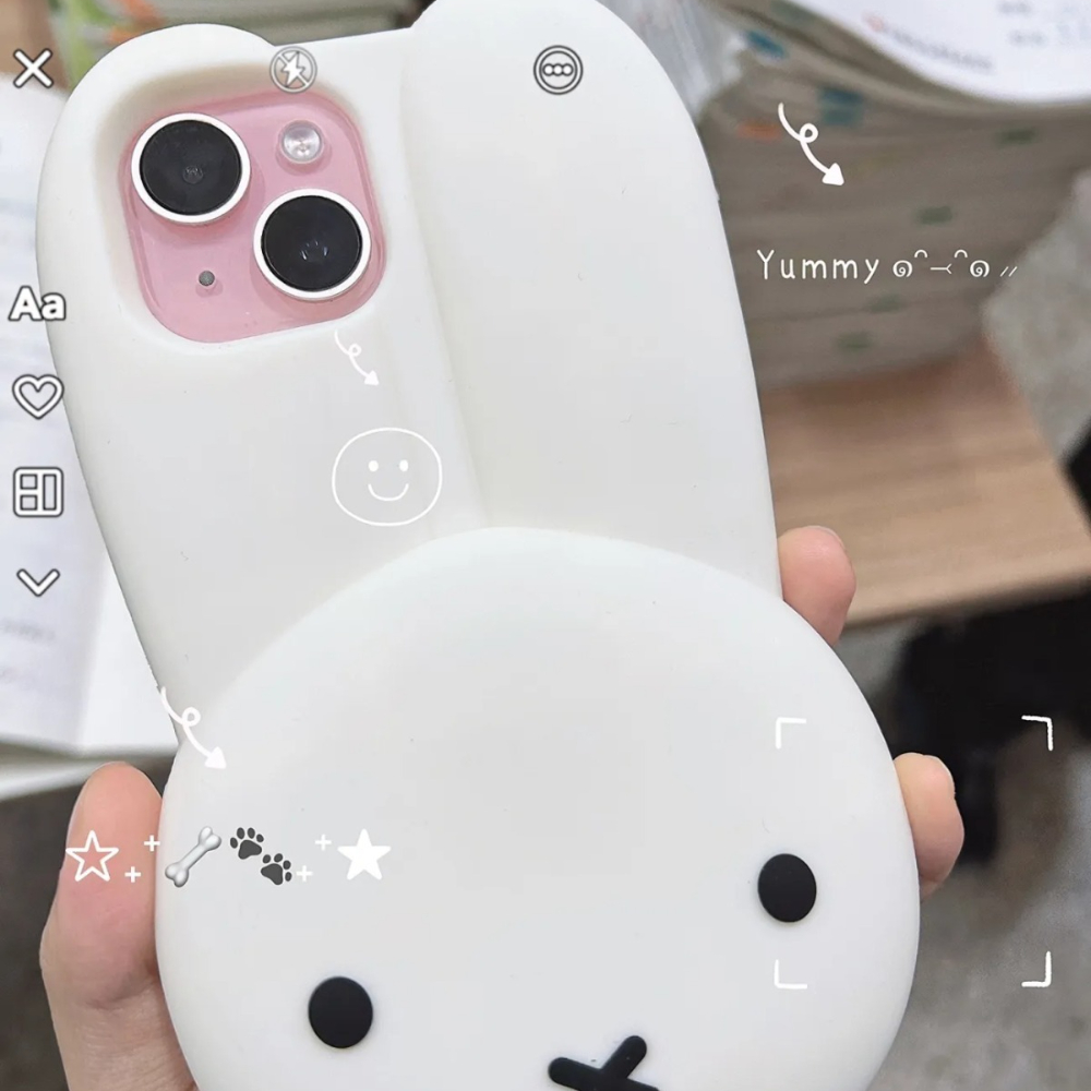 ミッフィーウサギ白シリコン電話ケース漫画大きな耳ミッフィーア - Phone Accessories Images のレビューと価格