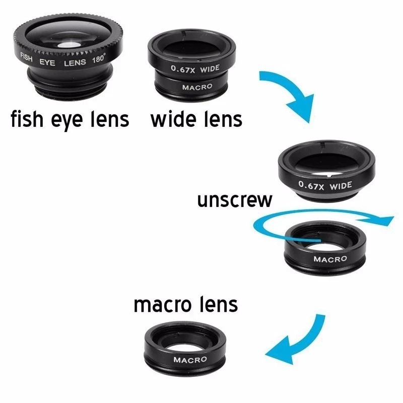 iPhone、Xiaomi、Redmi対応 3in1魚眼広角 - Lens Camera Clip のレビューと価格